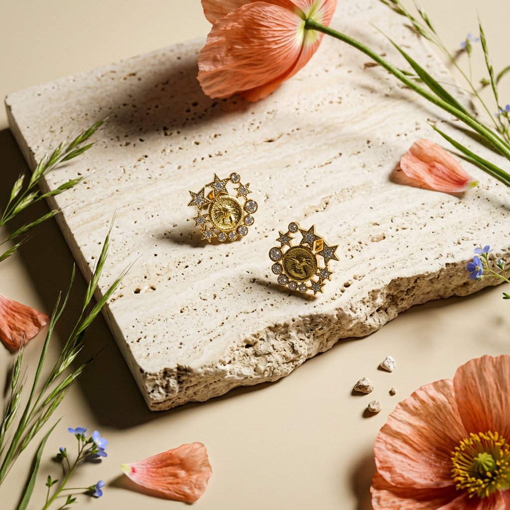 Liovia Golden Star Stud Earrings