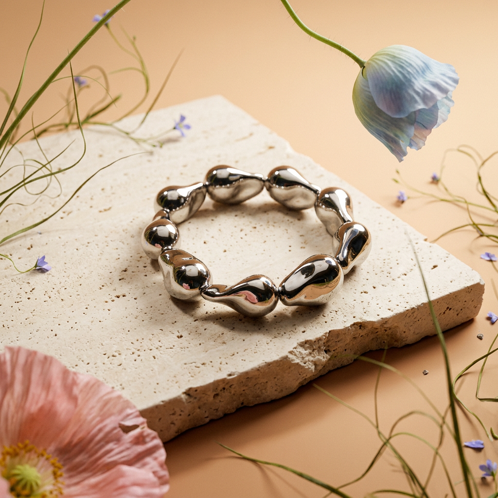 Laemia Silver Drop Strand Bracelet