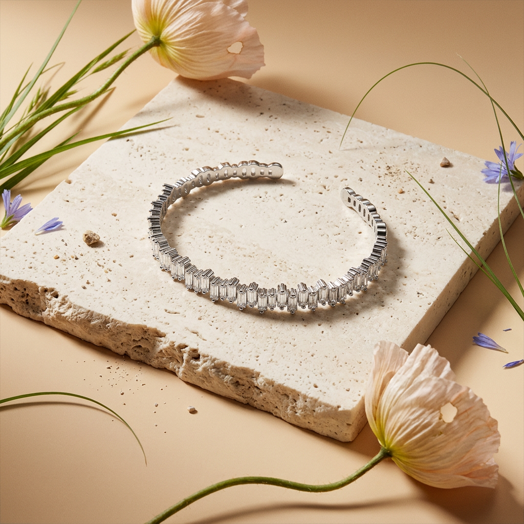 Laelia Silver Baguette Bar Cuff Bracelet