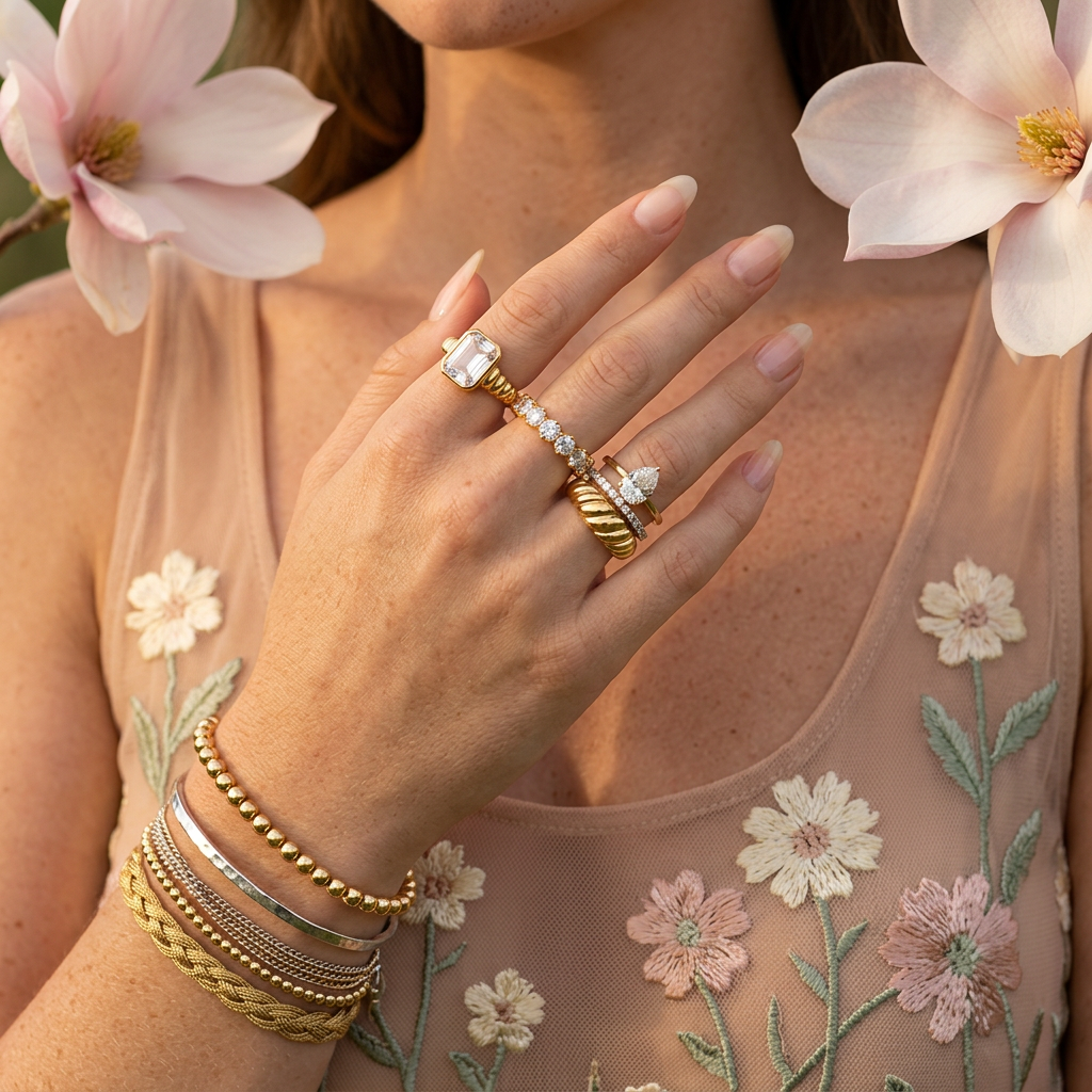 Liosa Golden Orb Eternity Ring