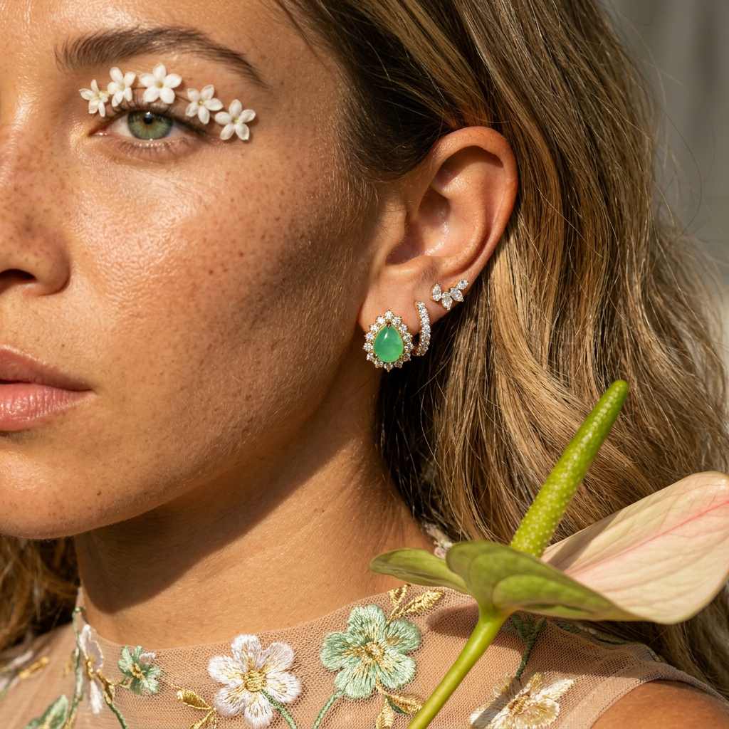 Vaelia Golden Teardrop Stud Earrings