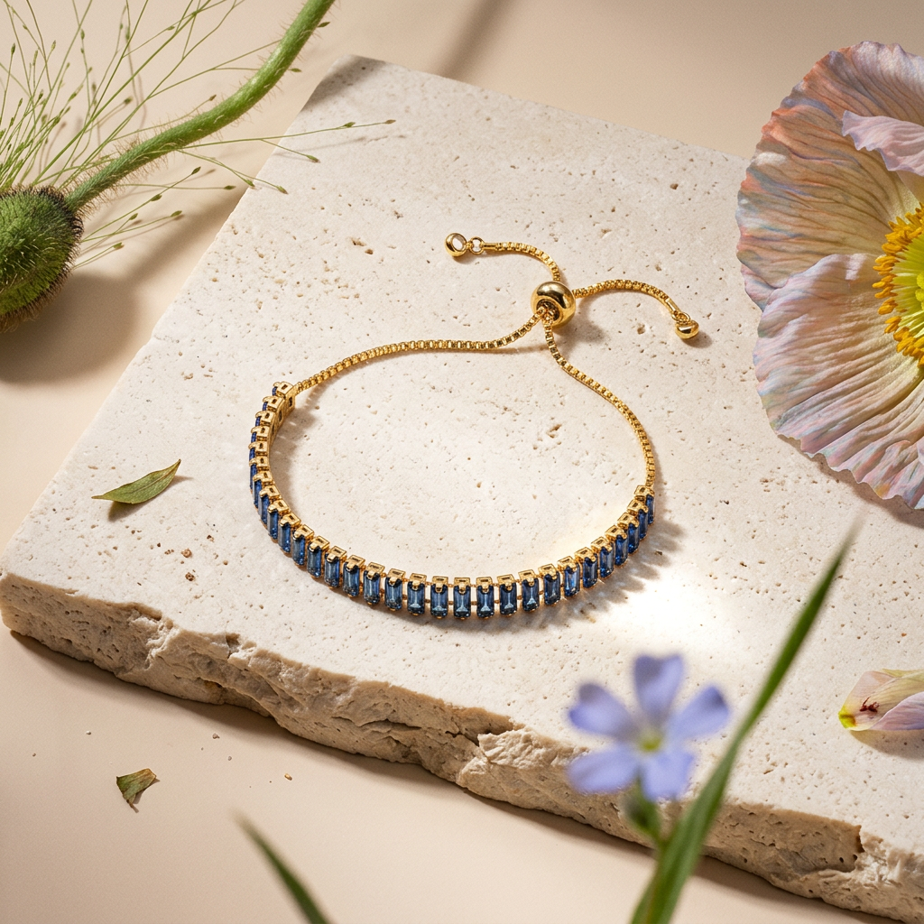 Niosia Golden Bar Tennis Bracelet