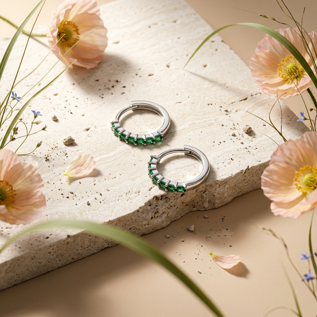 Veamia Silver Hoop Huggie earrings