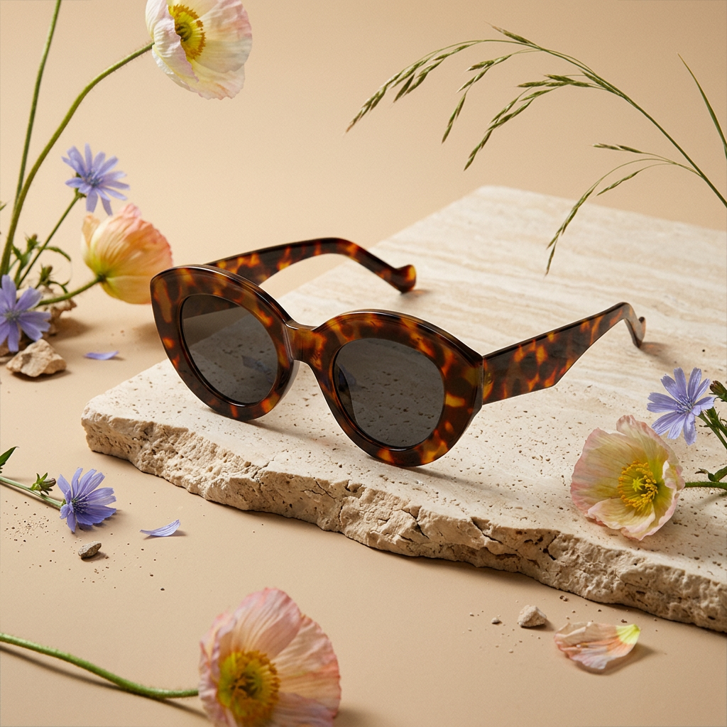 Saelia Tortoise Round Frame Sunglasses