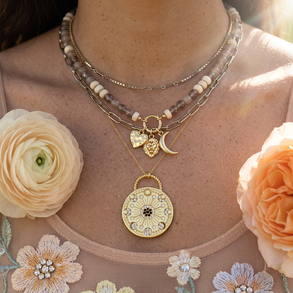 Zaevia Golden Disc Pendant charm