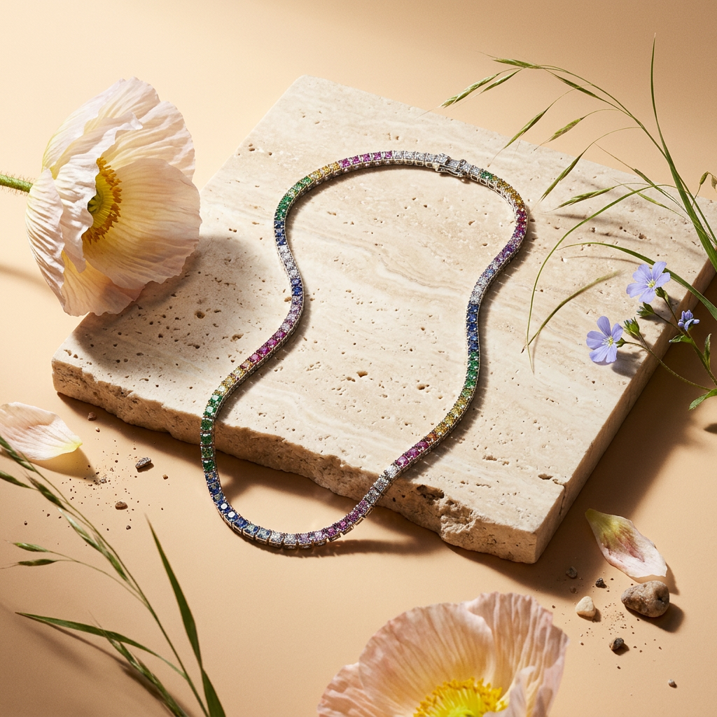 Zialia Silver Line Tennis Necklace