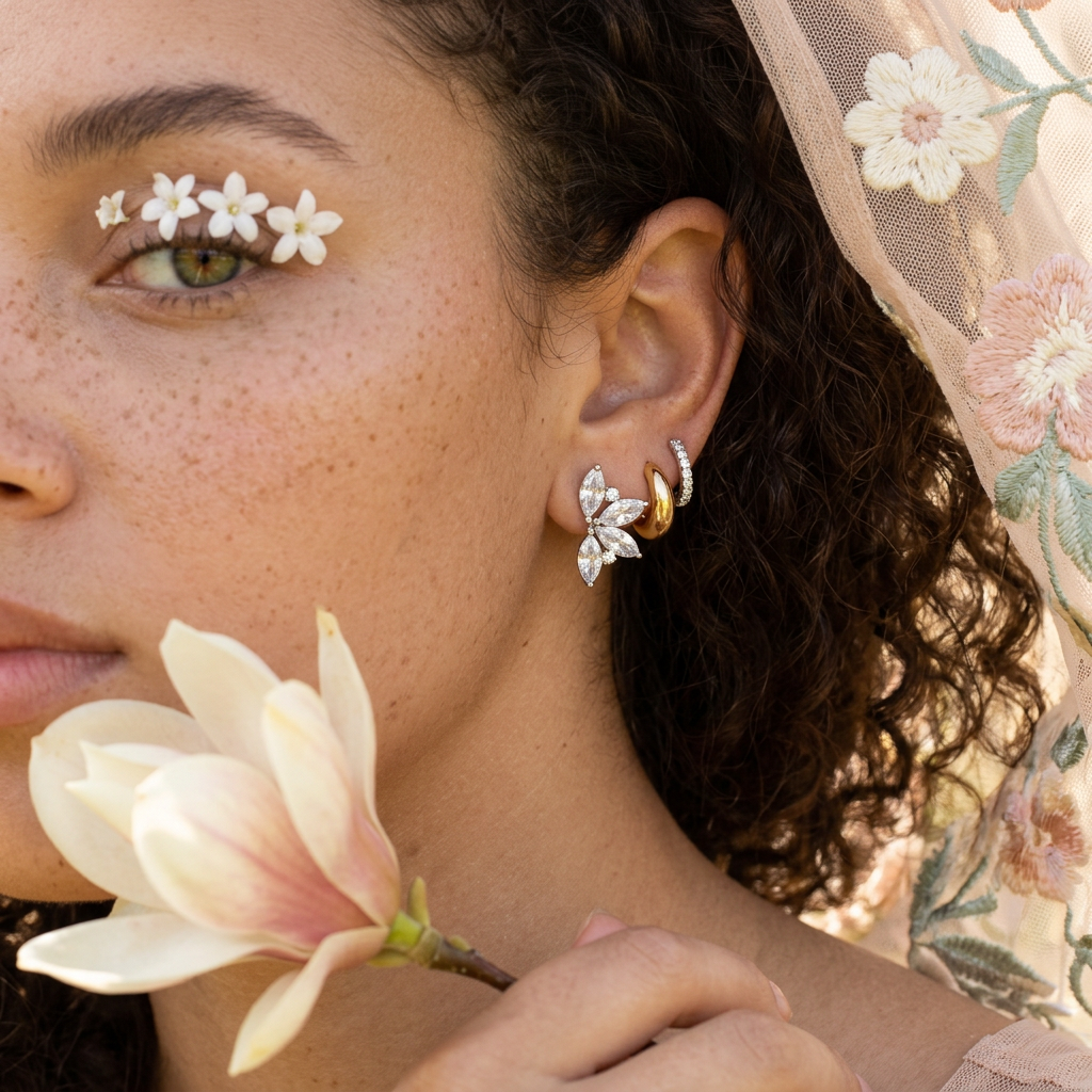 Lealia Silver Flower Stud Earrings