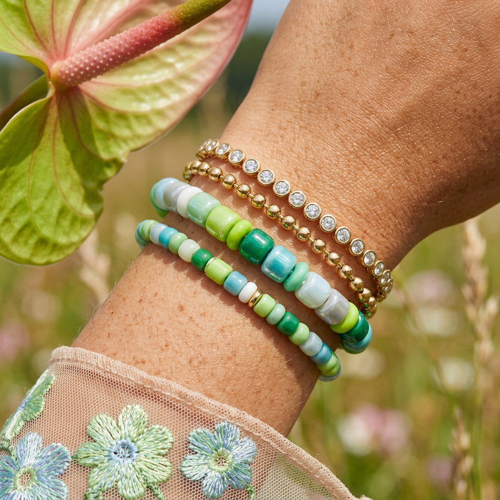 Zounia Acrylic Disc Bead Strand Bracelet