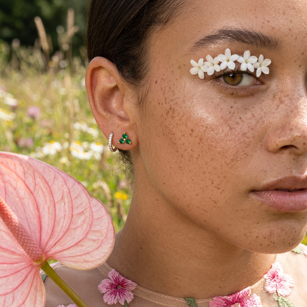 Raevia Golden Cluster Stud Earrings