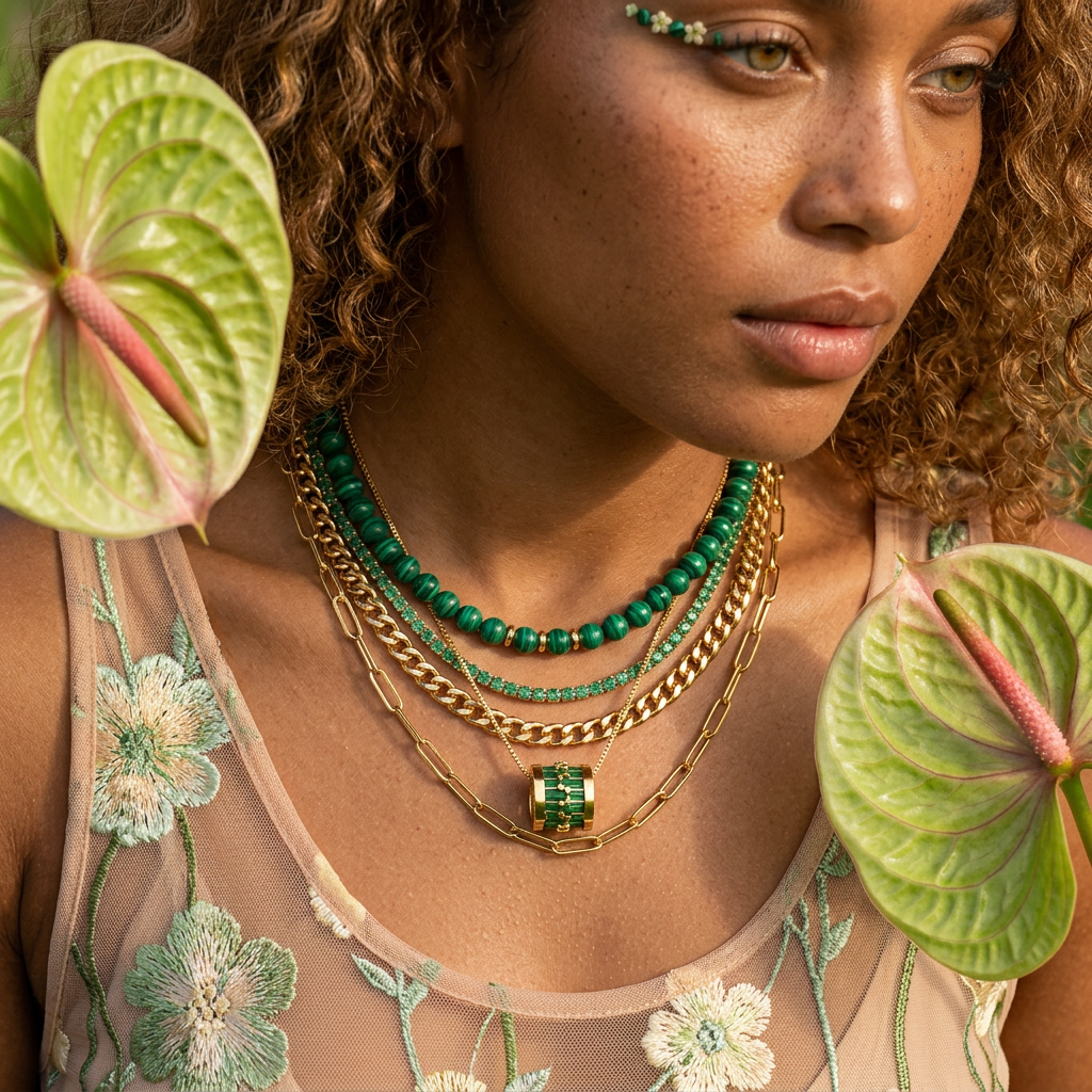 Naelia Golden Barrel Pendant Necklace