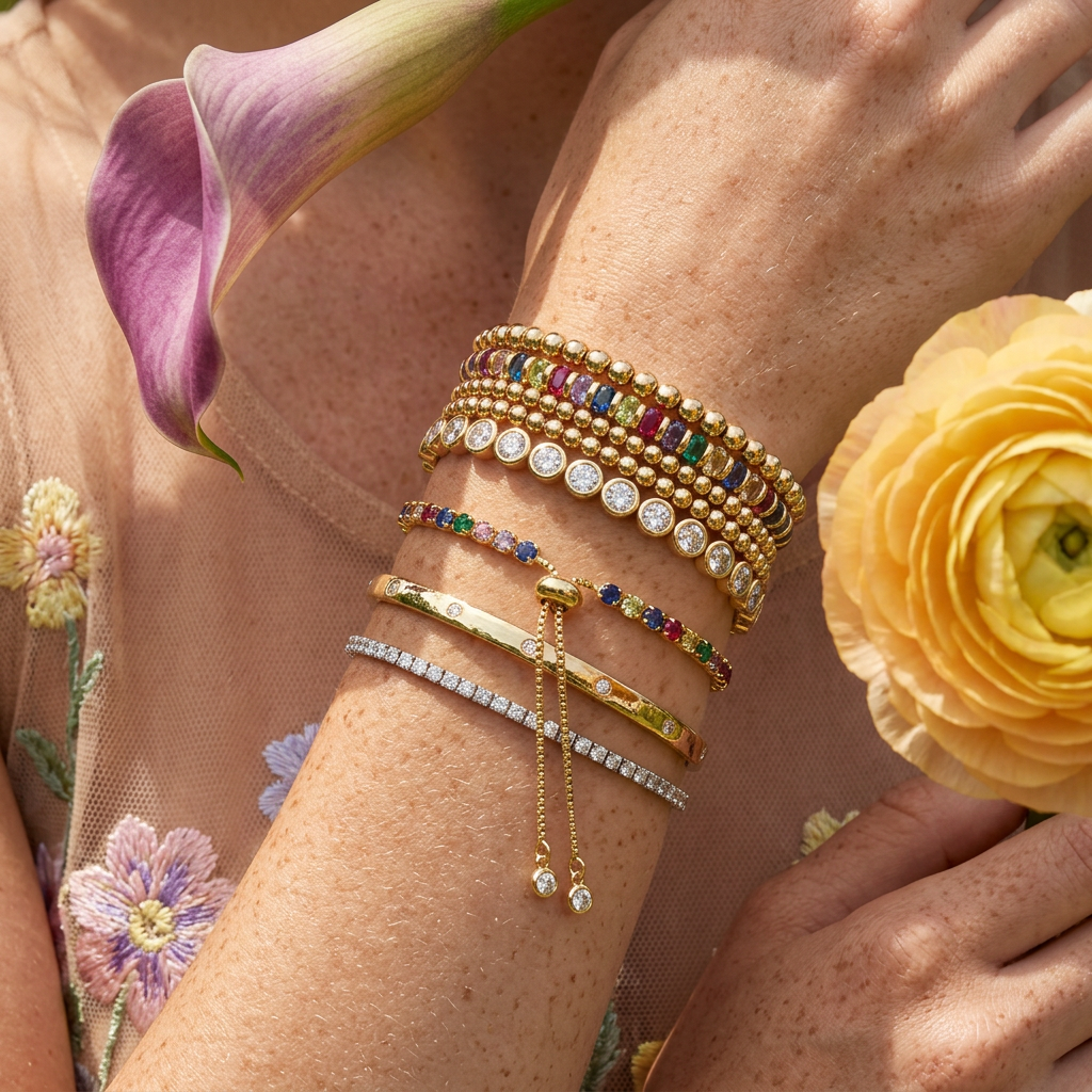 Raelia Golden Chain Tennis Bracelet