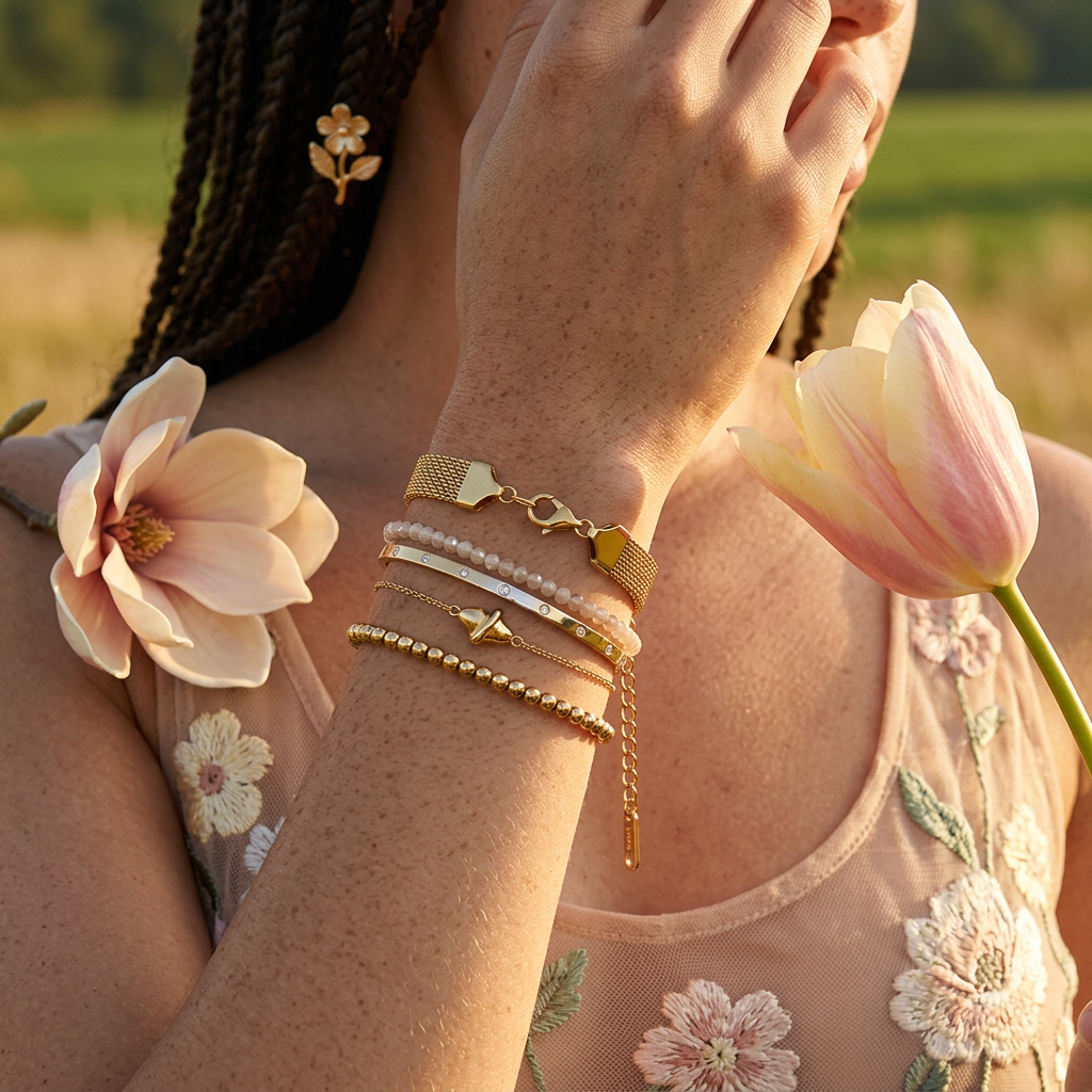 Laesia Golden Mesh Chain Bracelet