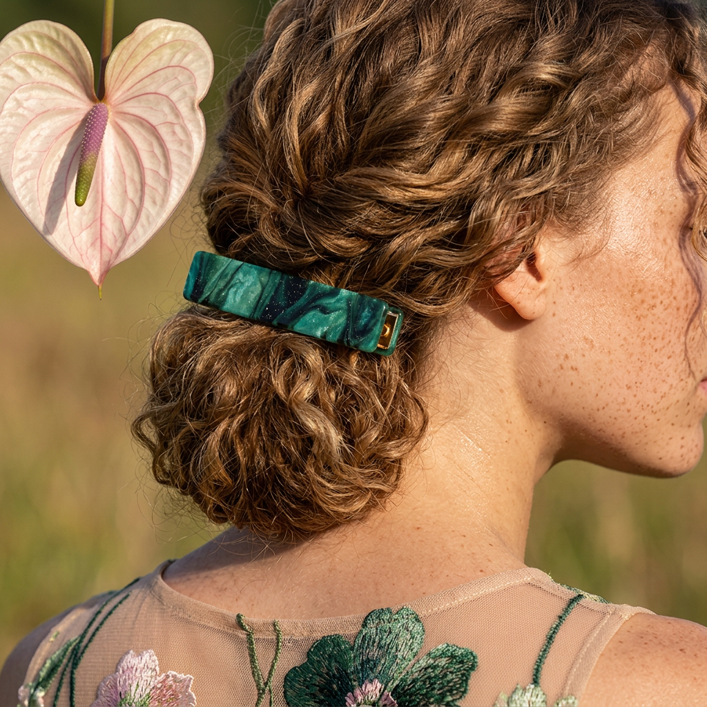 Zeolia Golden Bar Barrette hair