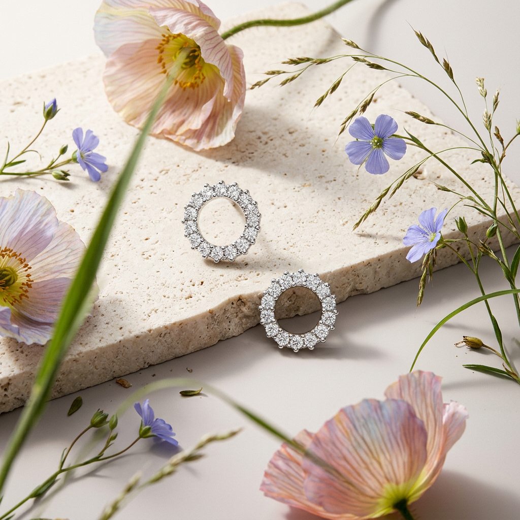 Zealia Silver Halo Stud Earrings
