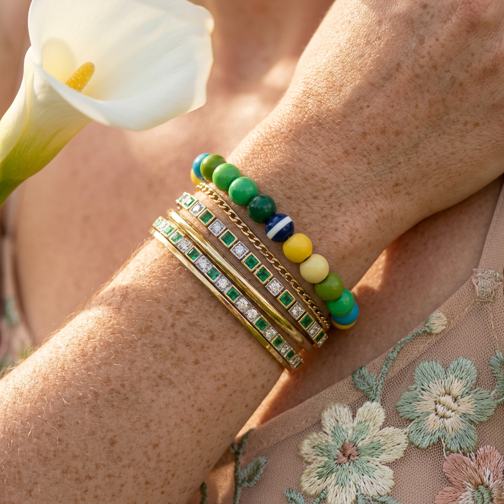 Raevia Acrylic Orb Bead Strand Bracelet