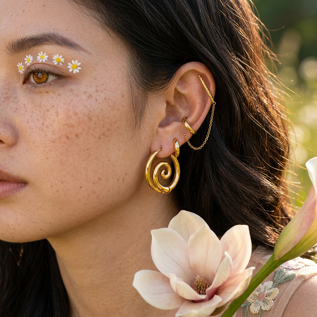 Laevia Golden Spiral Huggie Earrings