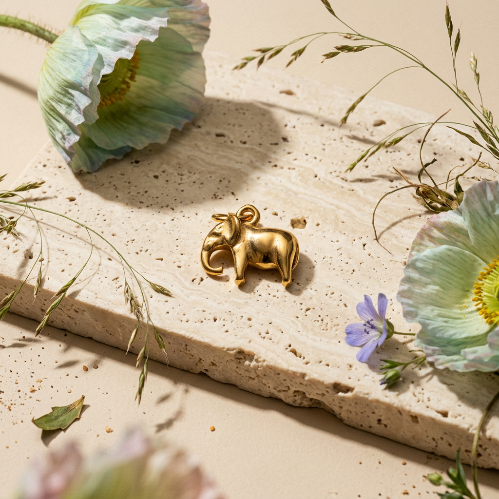 Baelia Golden Elephant Pendant Charm