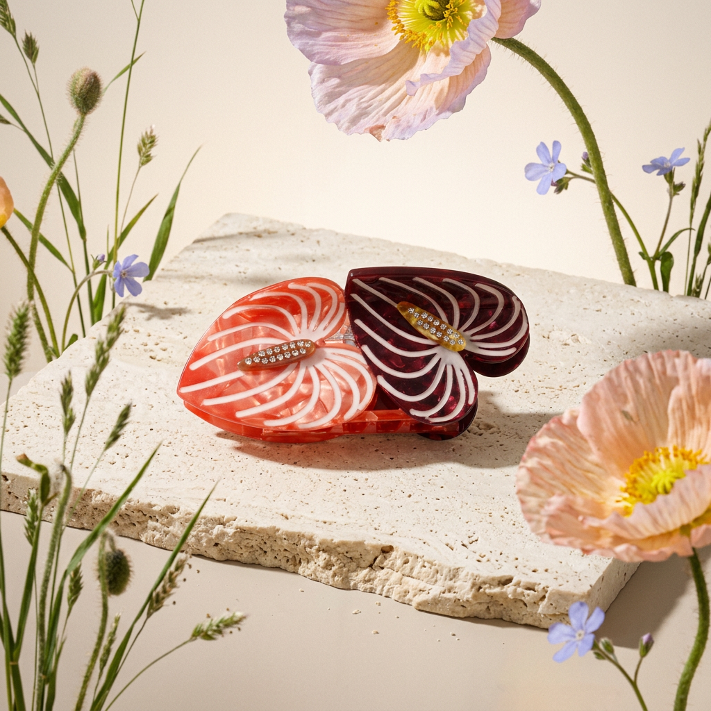 Veonia Coral Heart Barrette Hair