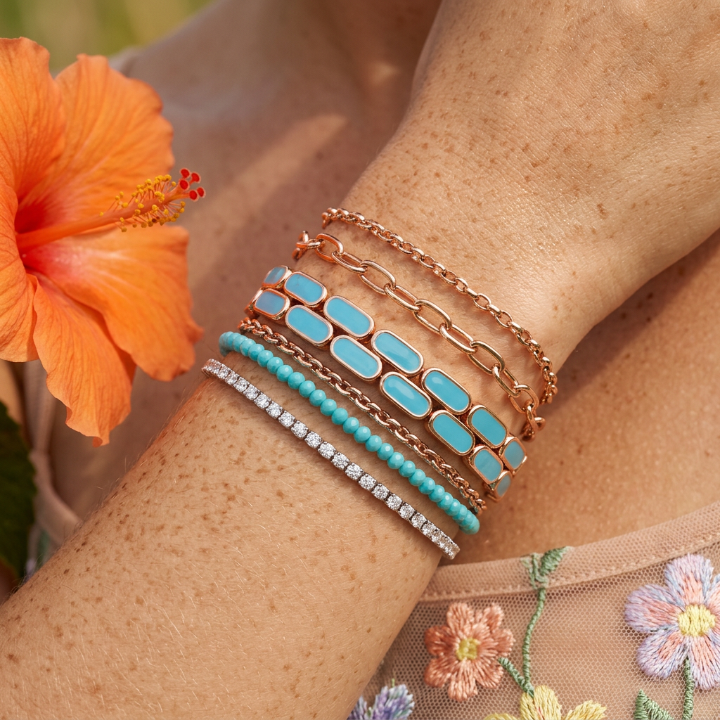 Laenia Rose Gold Bar Link Bracelet