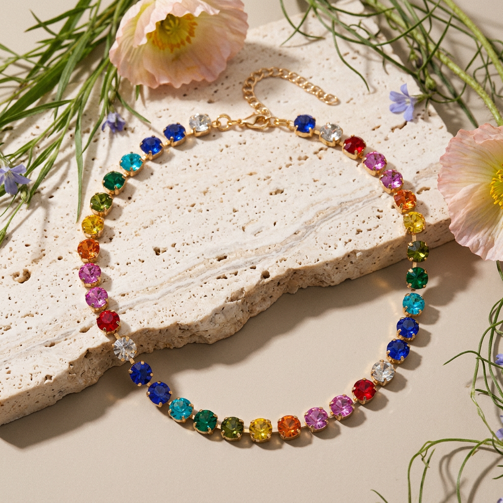 Zeania Golden Orb Tennis Necklace