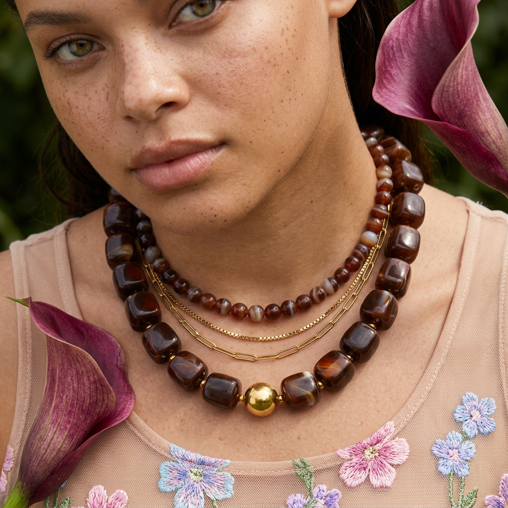Geolia Golden Cube Strand Necklace