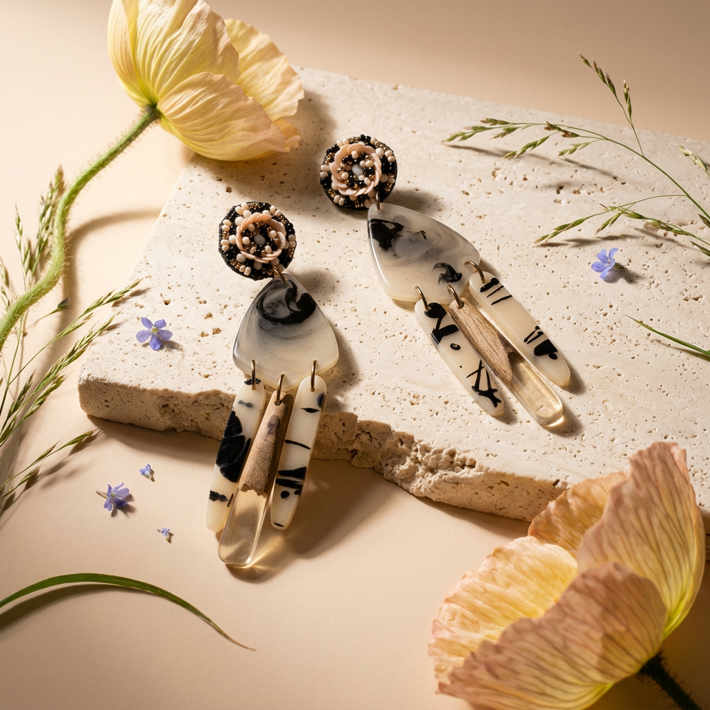 Sionia Golden Floral Drop Earrings