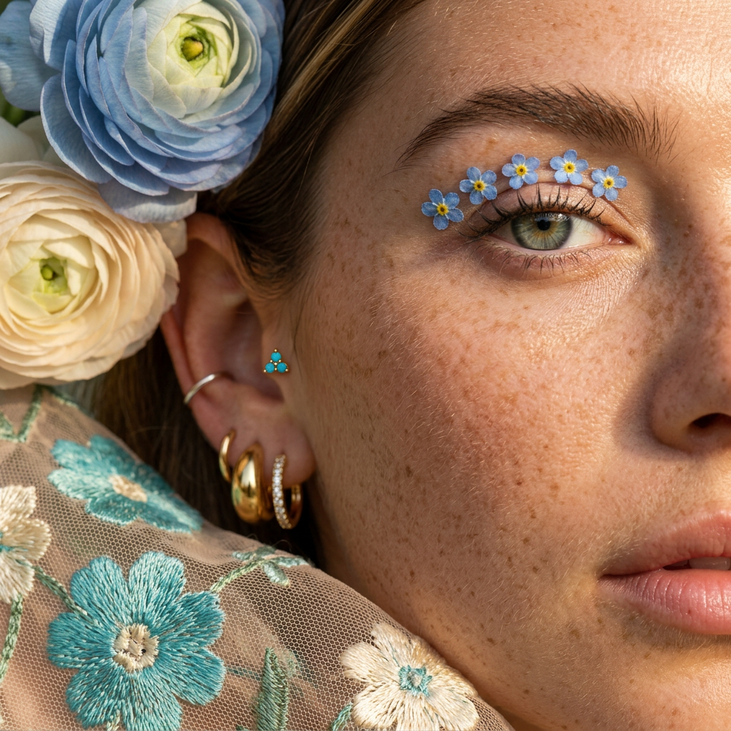 Saevia Golden Flower Stud Earrings