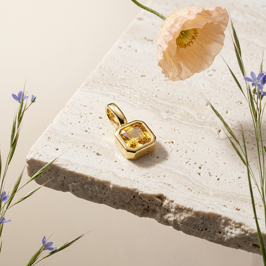 Mealia Golden Square Pendant Charm