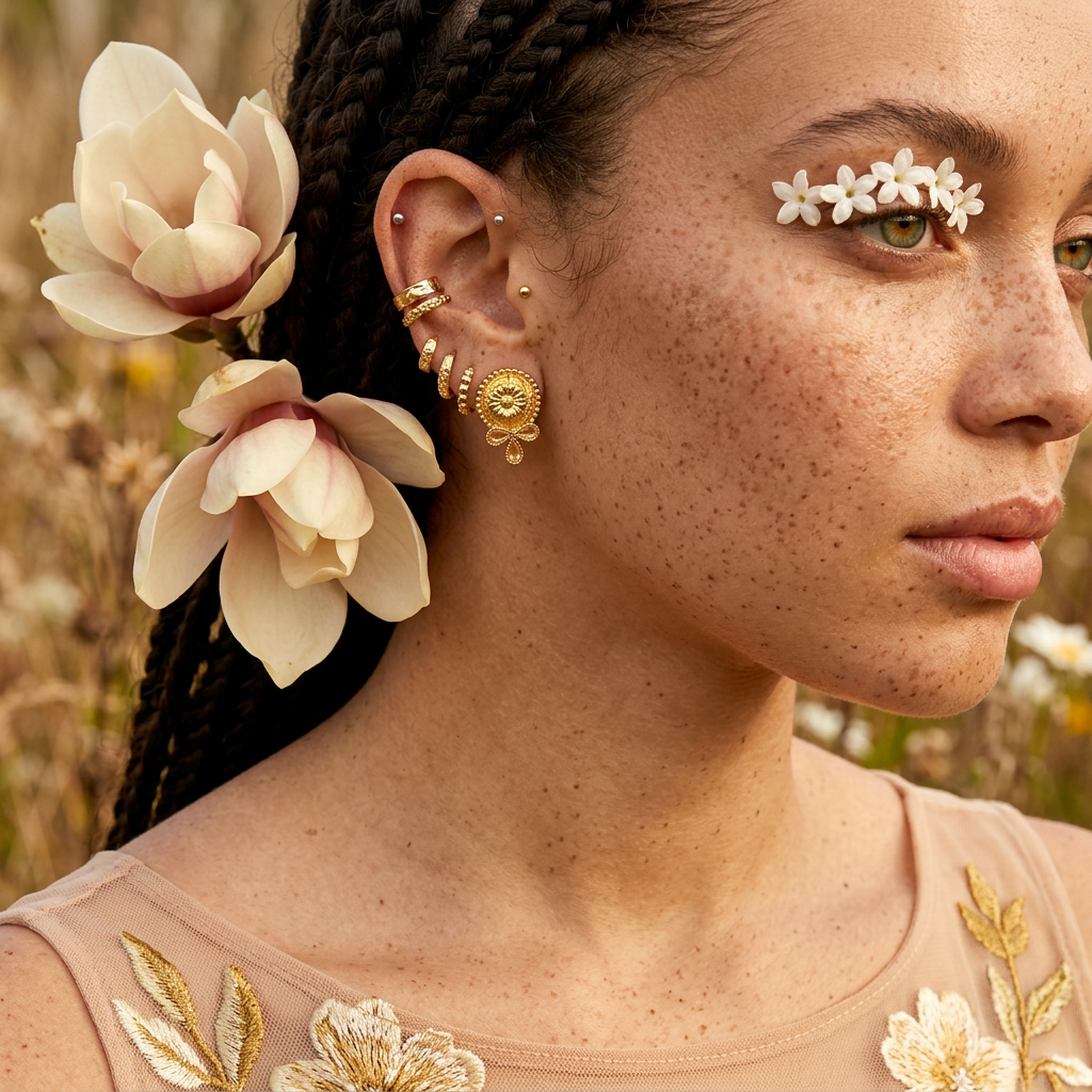 Naevia Golden Orb Stud Earrings