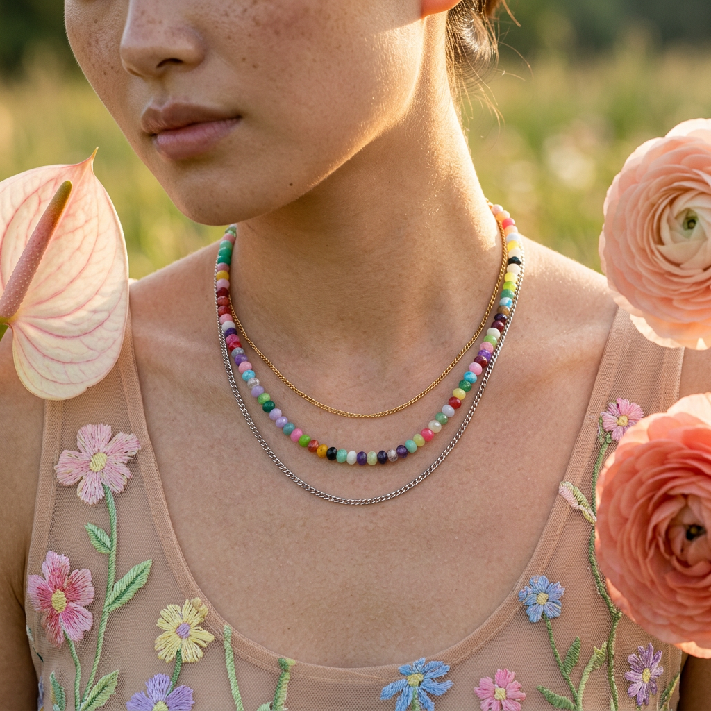 Zaelia Golden Orb Strand Necklace