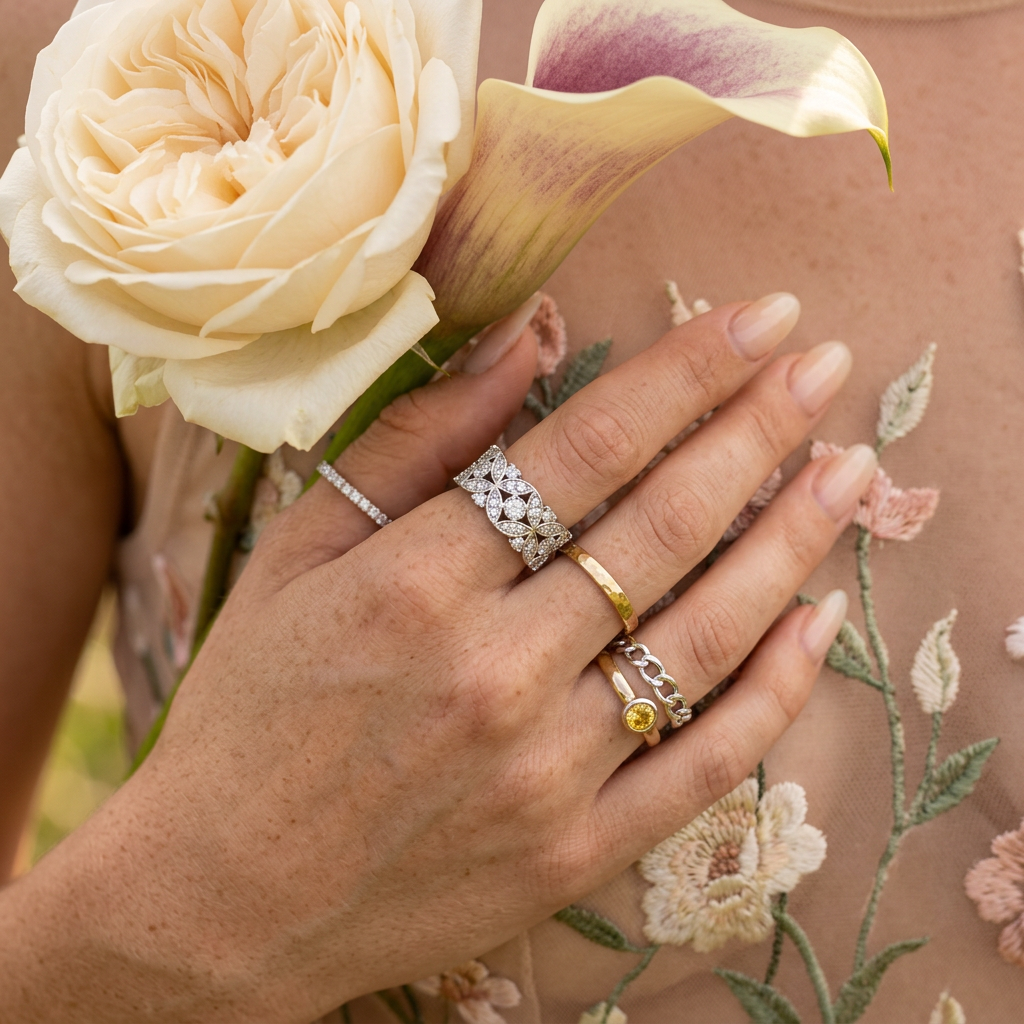 Violea Silver Cluster Statement Ring