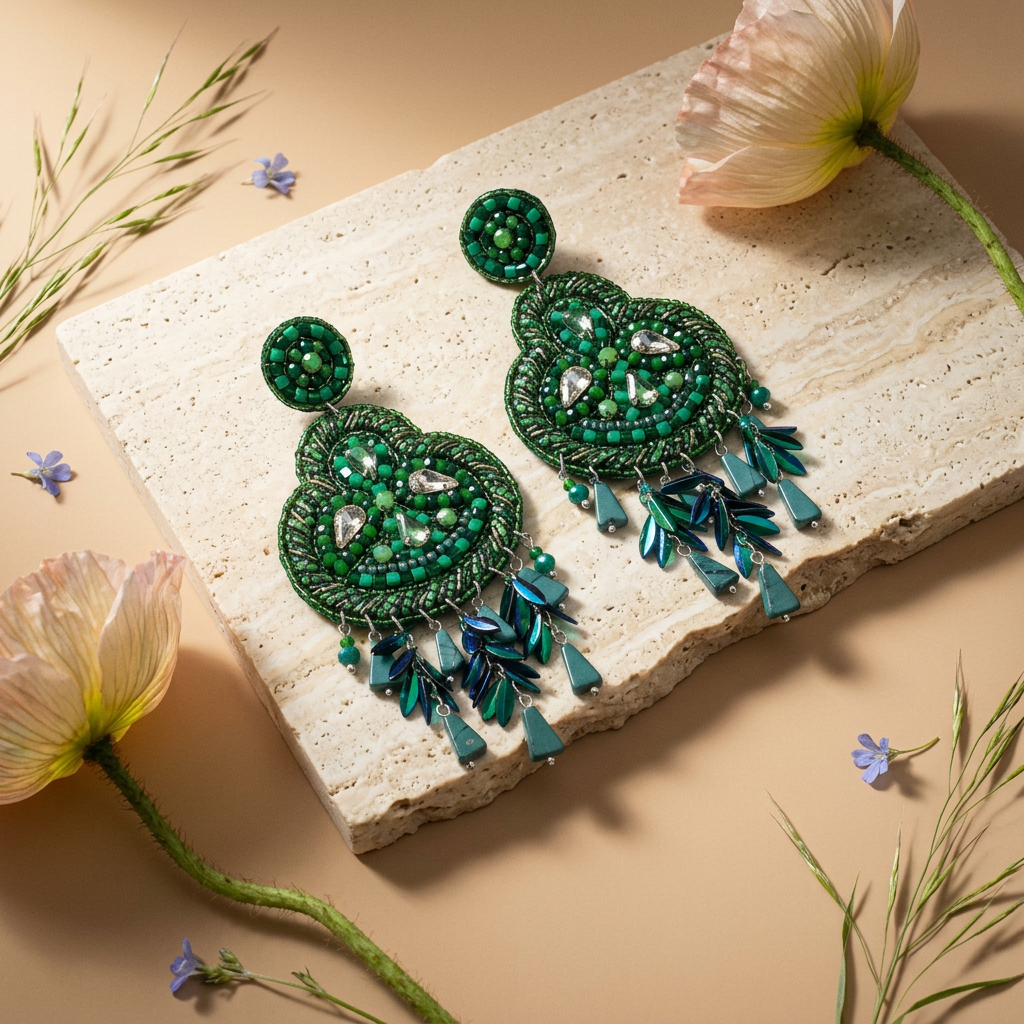 Vealia Silver Cluster Drop Earrings