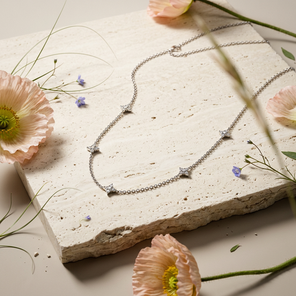 Liovia Silver Star Chain Necklace