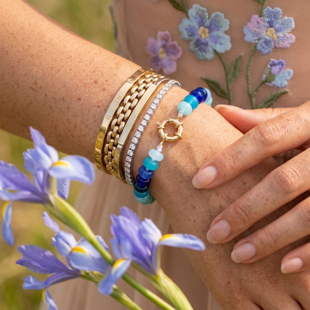 Laelia Golden Disc Strand Bracelet