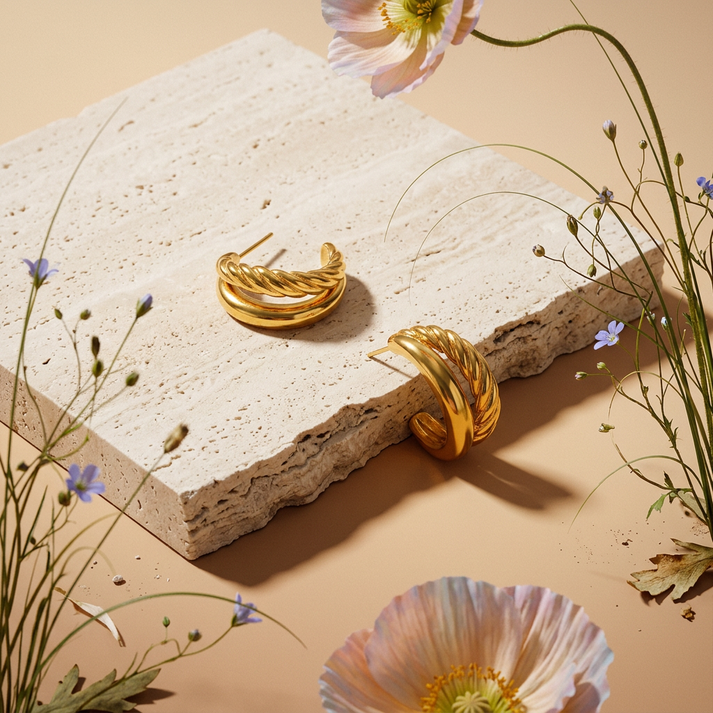 Laenia Golden Halo Huggie earrings