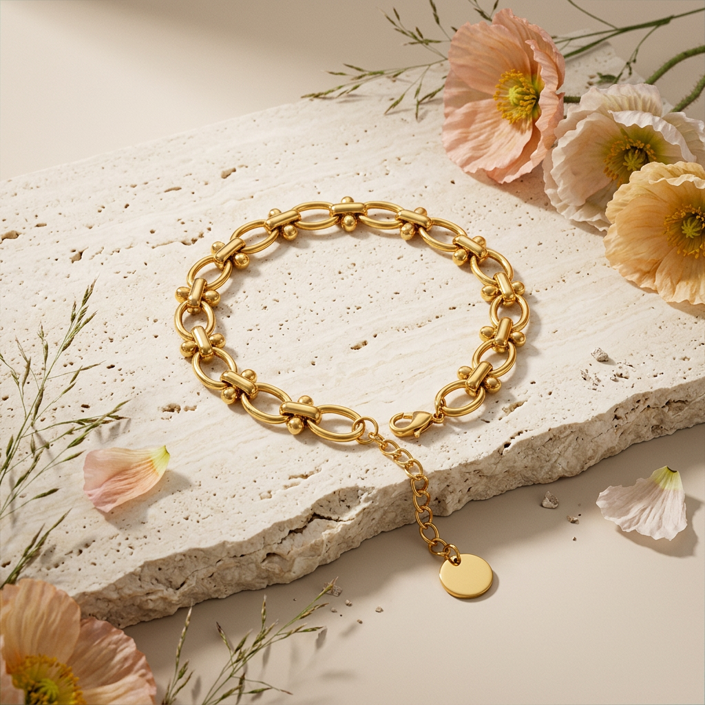 Laevia Golden Oval Link Bracelet
