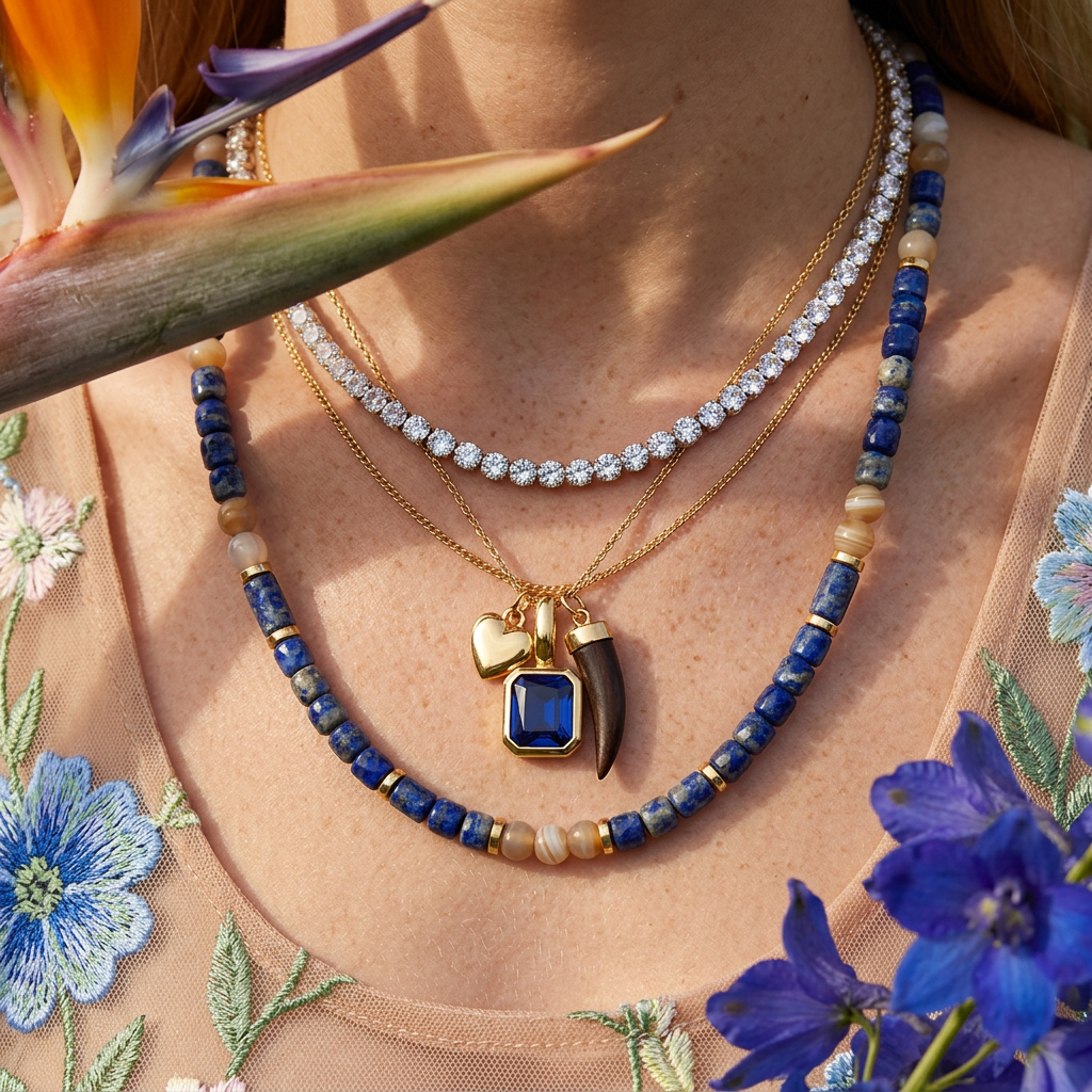 Leavia Golden Octagon Pendant Necklace