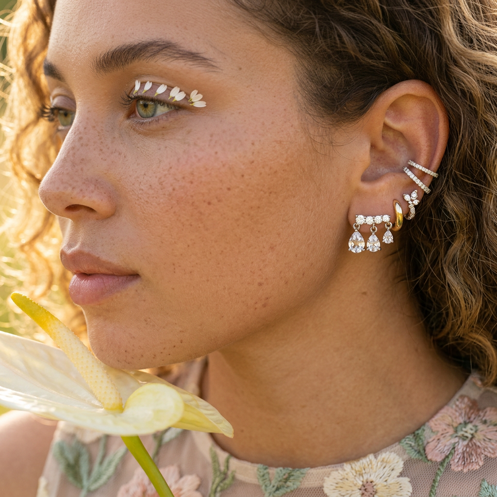 Naevia Silver Pear Stud Earrings