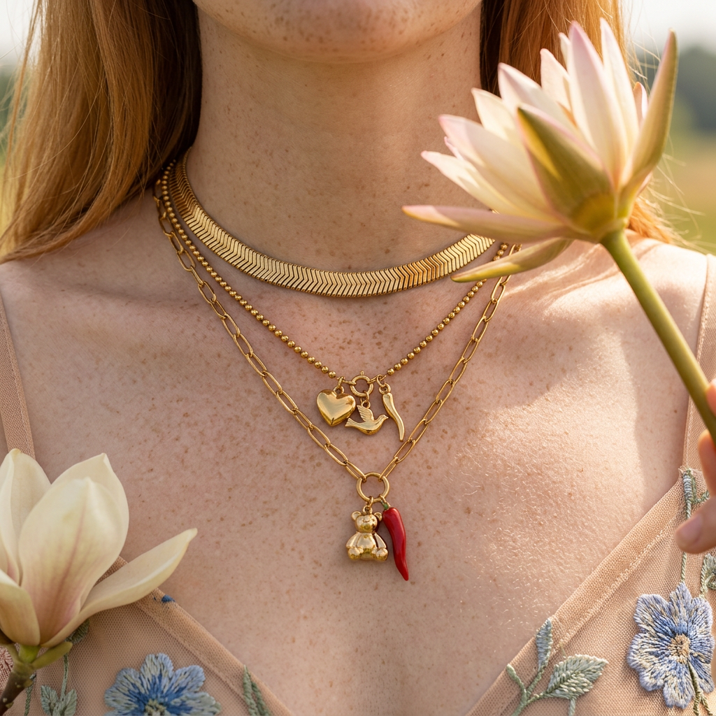 Lyonia Golden Flat Chain Choker Necklace