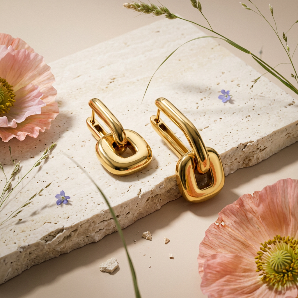 Laevia Golden Link Huggie Earrings
