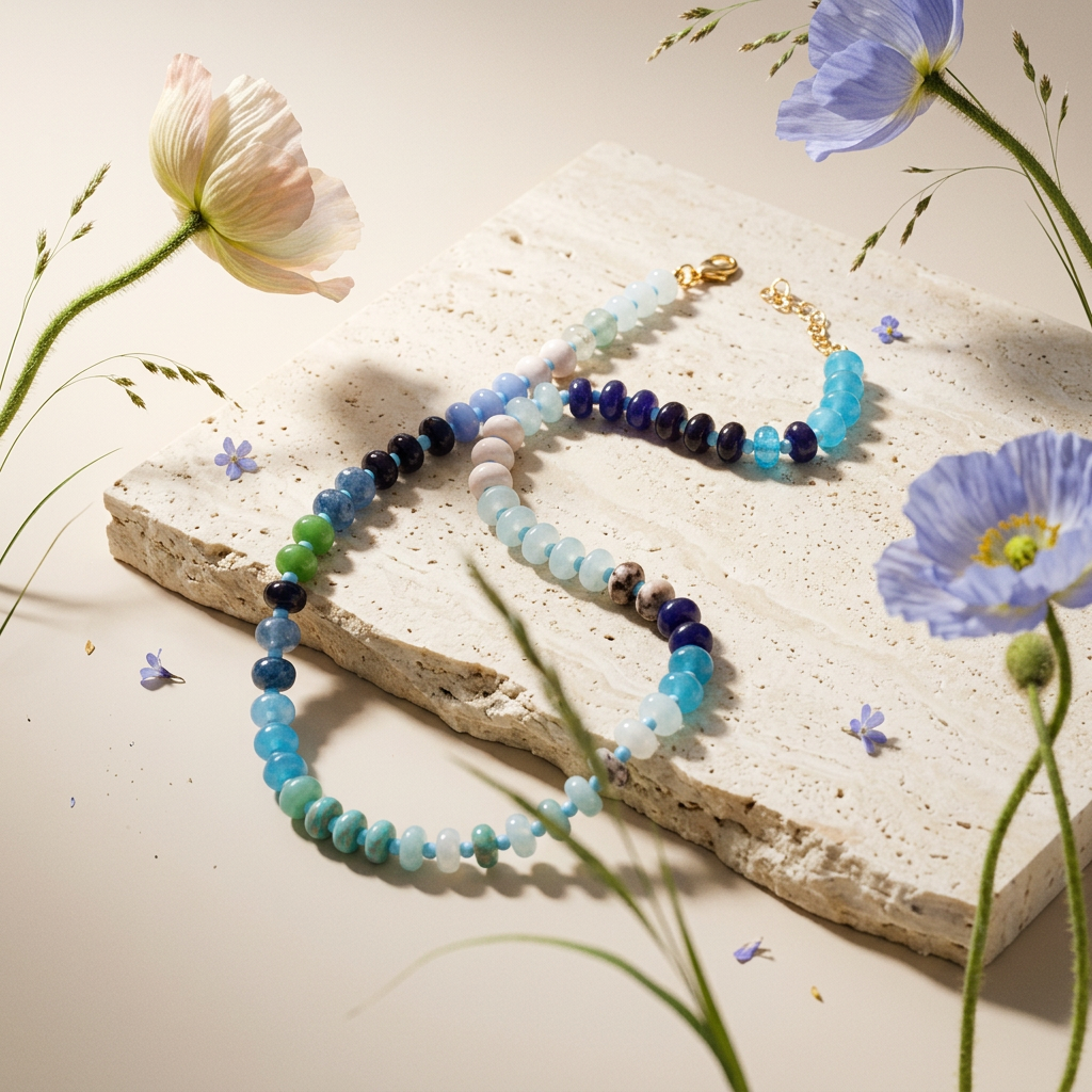 Vaelia Golden Bead Strand Necklace