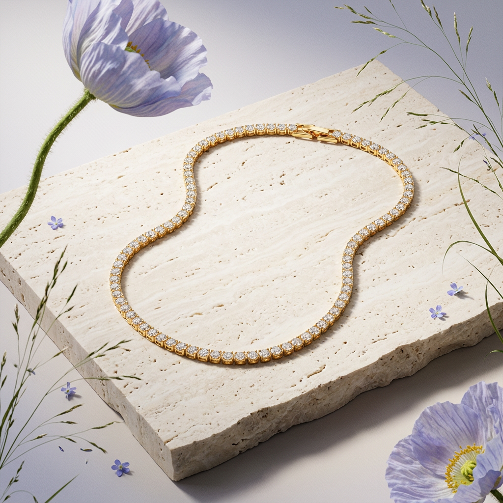 Saelina Golden Chain Tennis Necklace