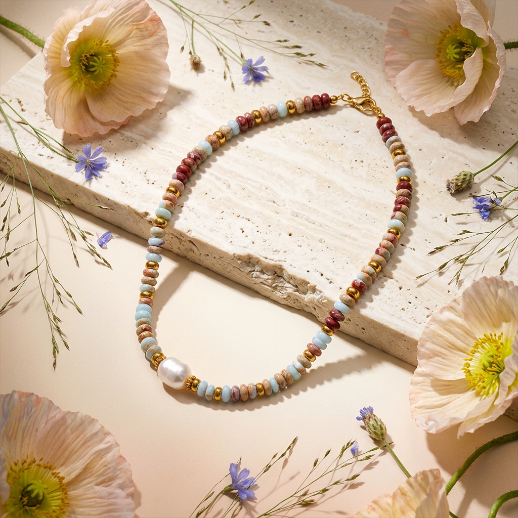 Jaelia Golden Pearl Strand Necklace