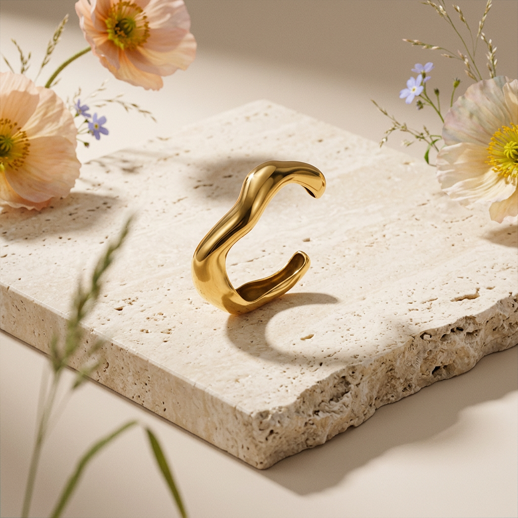 Raelle Golden Crescent Cuff ring