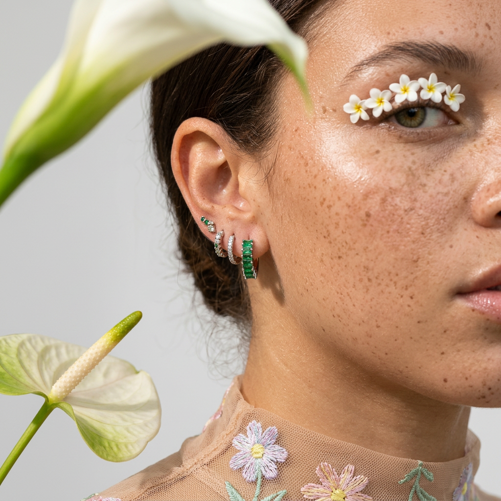 Leavia Silver Cluster Huggie Earrings
