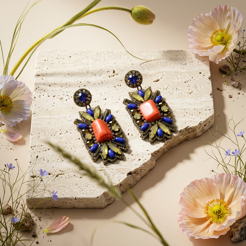 Ziolia Golden Cluster Drop earrings