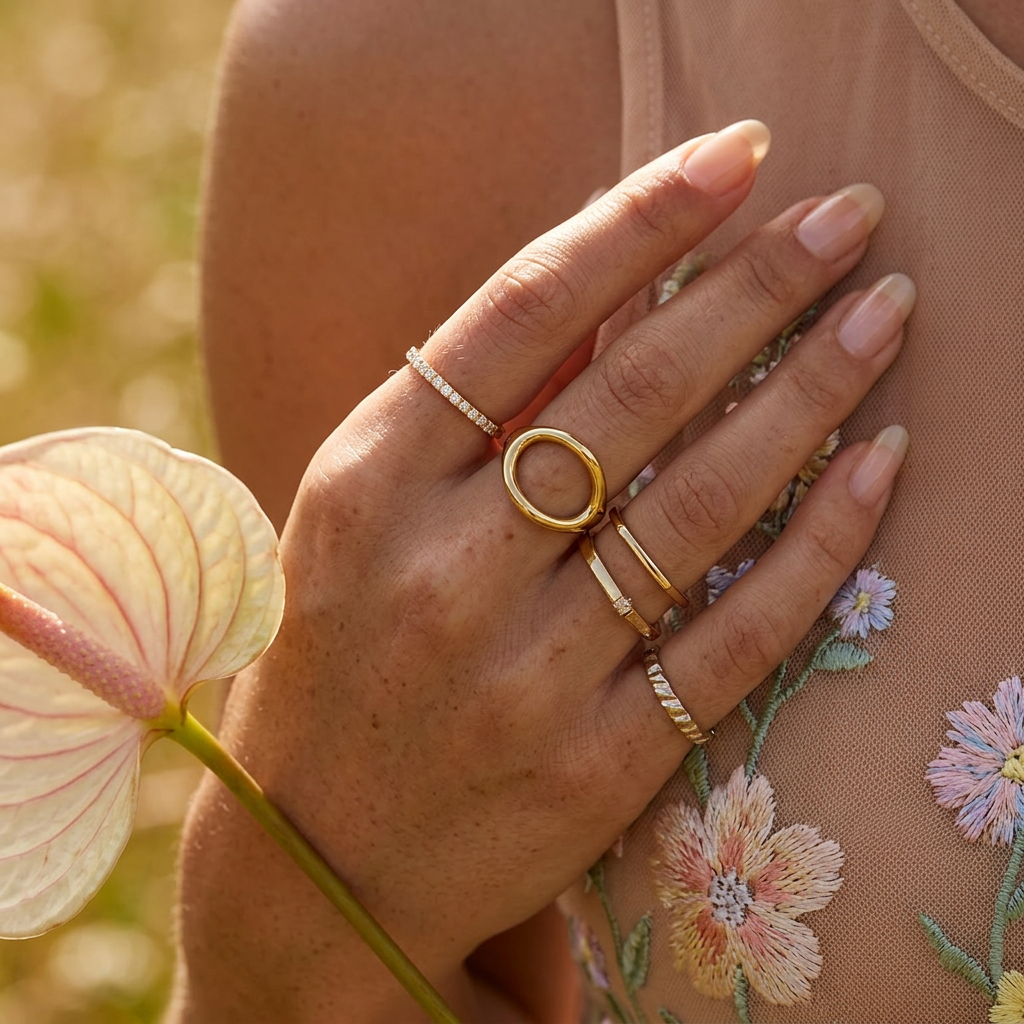 Laelia Golden Oval Statement Ring