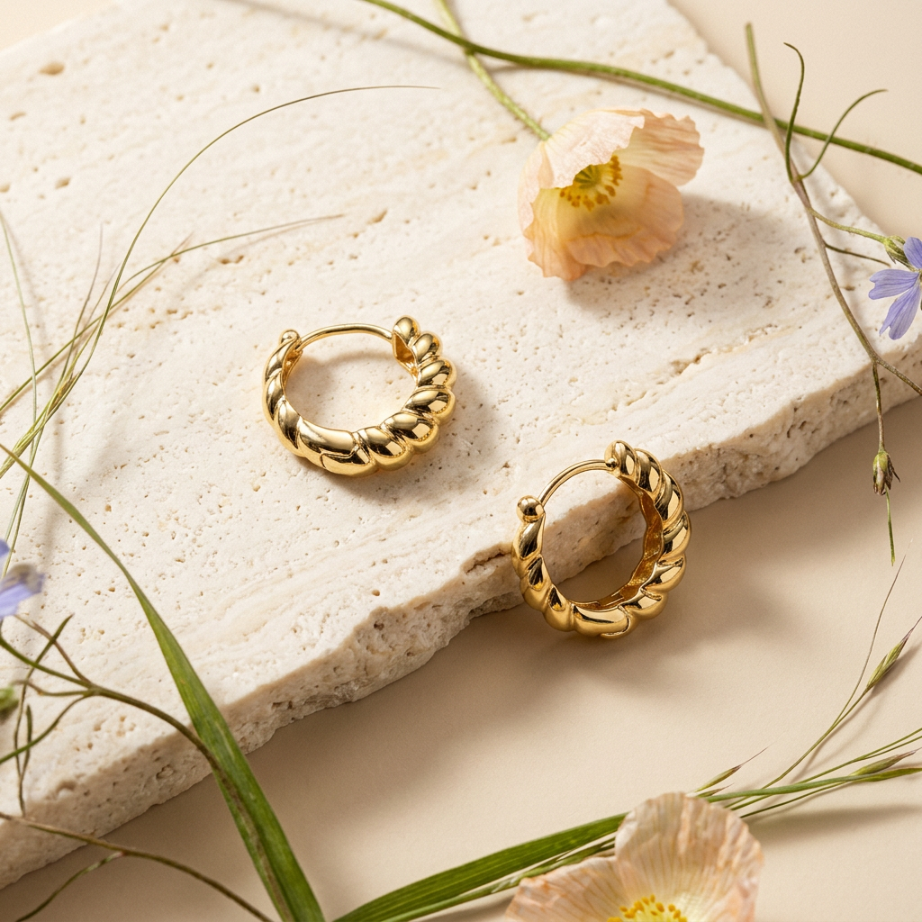 Vaelia Golden Halo Huggie Earrings