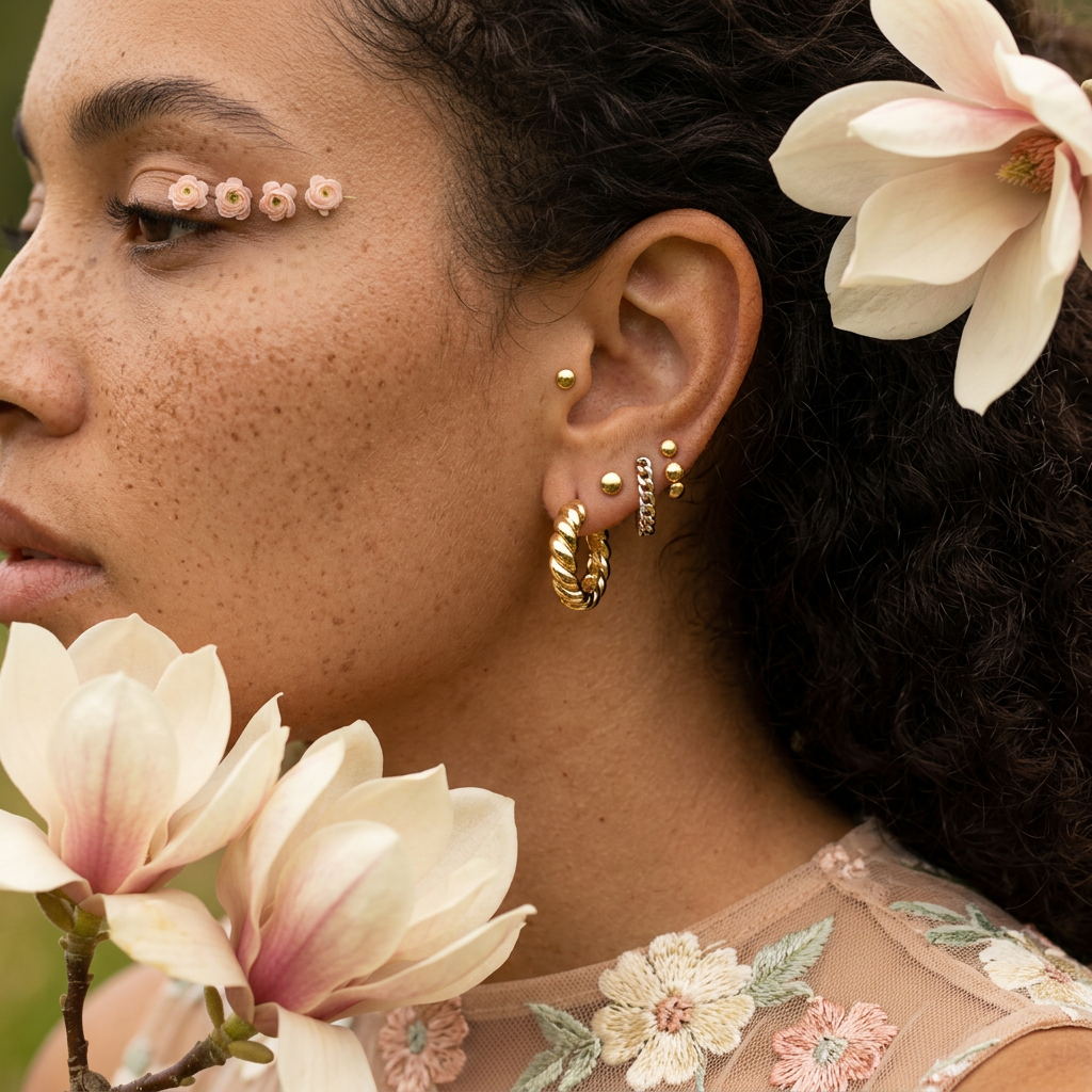 Vaelia Golden Halo Huggie Earrings