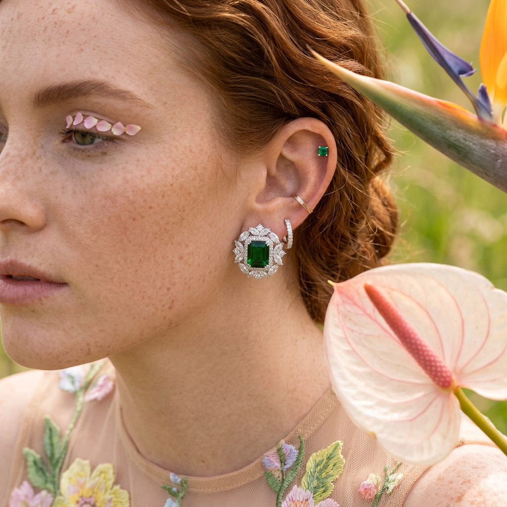 Vaelia Silver Halo Stud Earrings